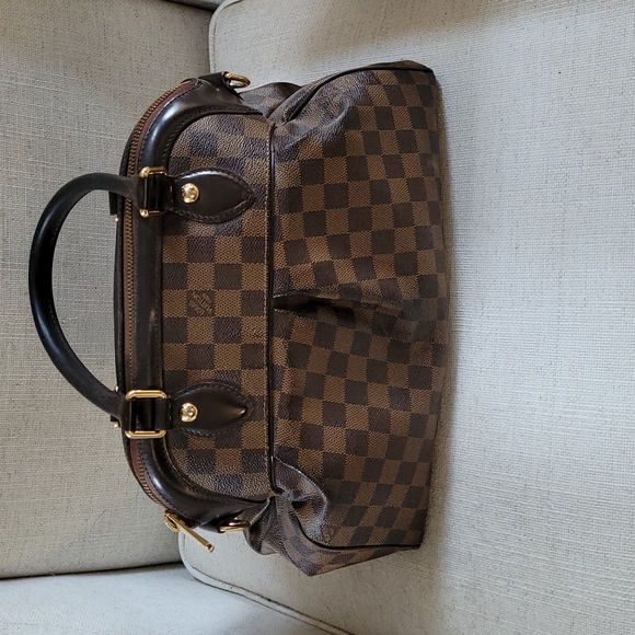 Auth Louis Vuitton Damier Ebene Sistina MM Shoulder Bag Brown